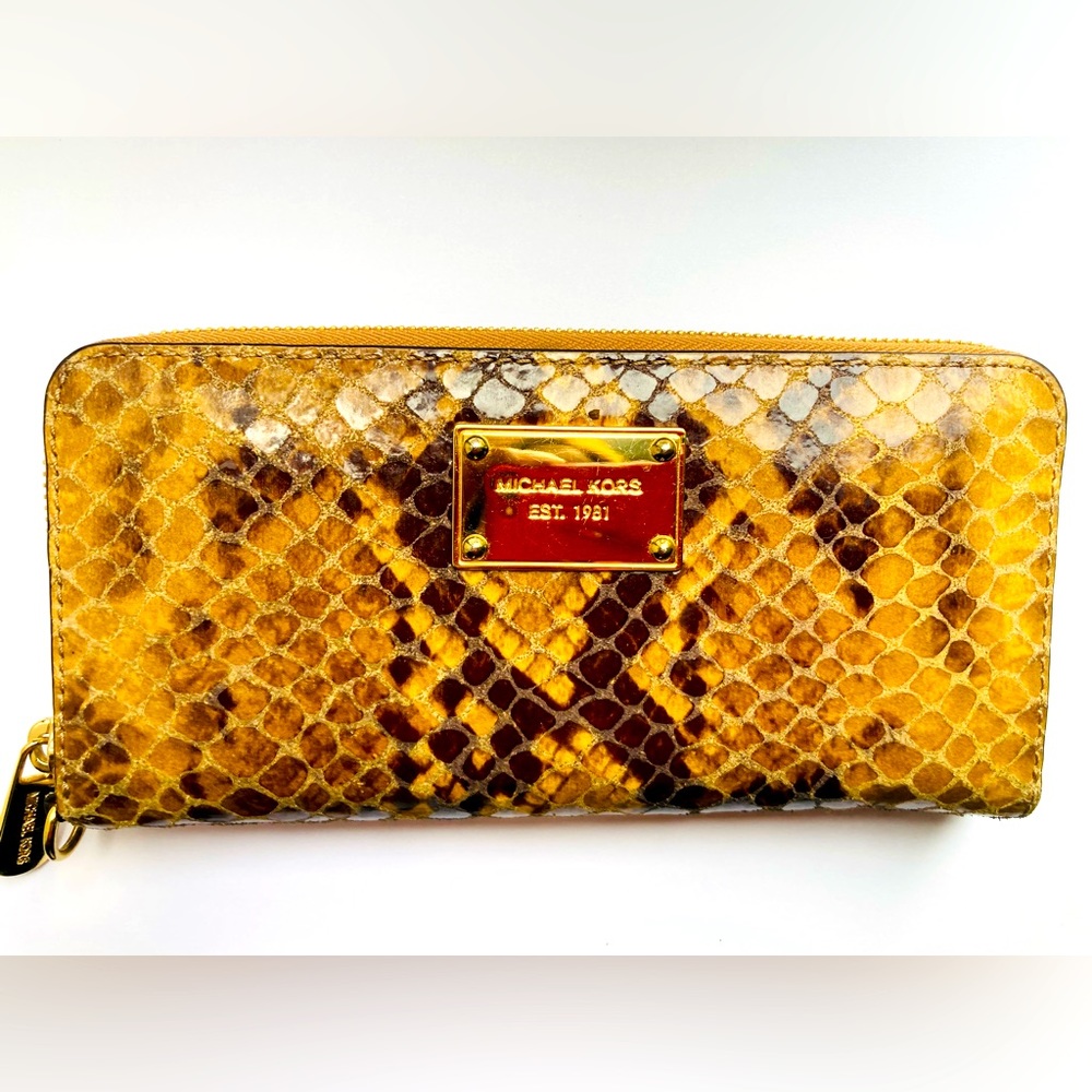 Michael, Kors tan, Brown, and cream snake print